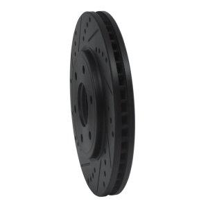 Nissan Frontier Brake Rotor (1) - Front Left - R1 Concepts - Drilled & Slotted - Black - `05-`21